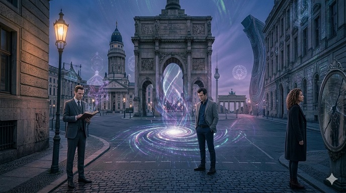 Three awakened strangers race across Berlin’s metaphysical power points